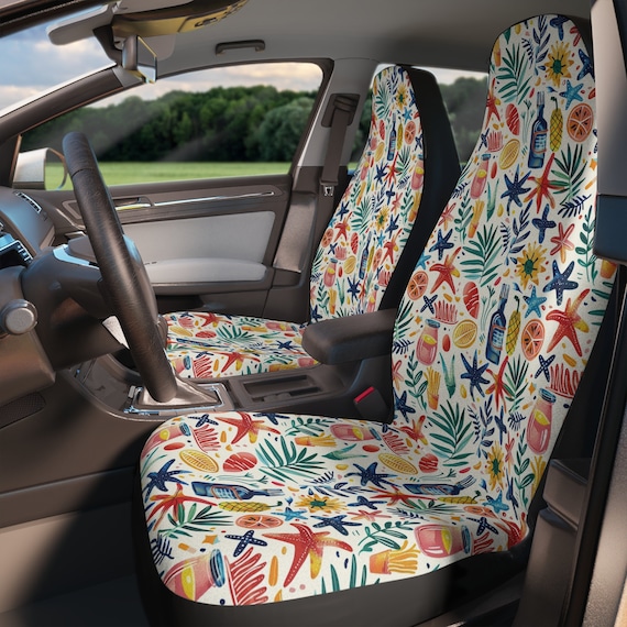 Kitschy Summer Vibes Set of Two Front Car Seat Covers Retro Tropical Fruit Seat Covers for Vehicle Car Seat Protector Car Decor Gift Etsy