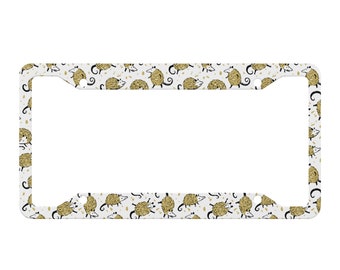 Possum Car Metal License Plate Frame, Cute Opossums Animal License Plate Holder, Car Decor Accessories Gift