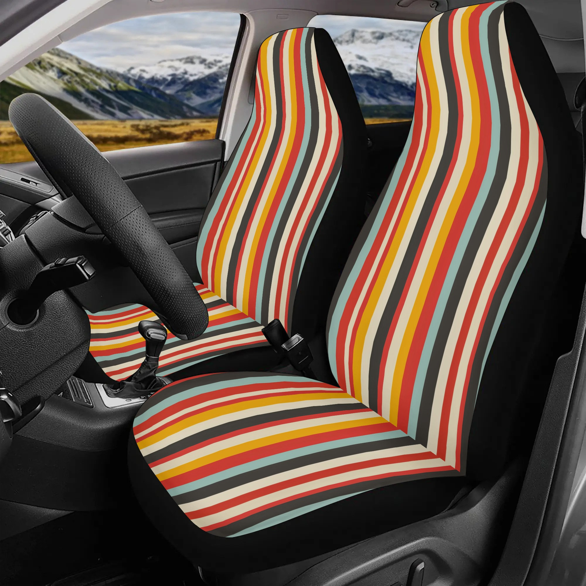 Frienda Baja Saddle Blanket Car Seat Covers Full Set Multicolor Stripe - View #2