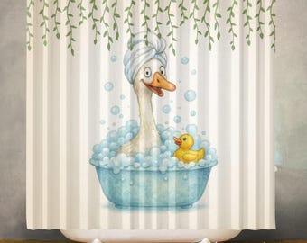 Funny Goose Yellow Duck Waterproof Shower Curtain, Bathroom Decor, Polyester Fabric, Machine Washable Bath Curtain, Includes 12 Hooks