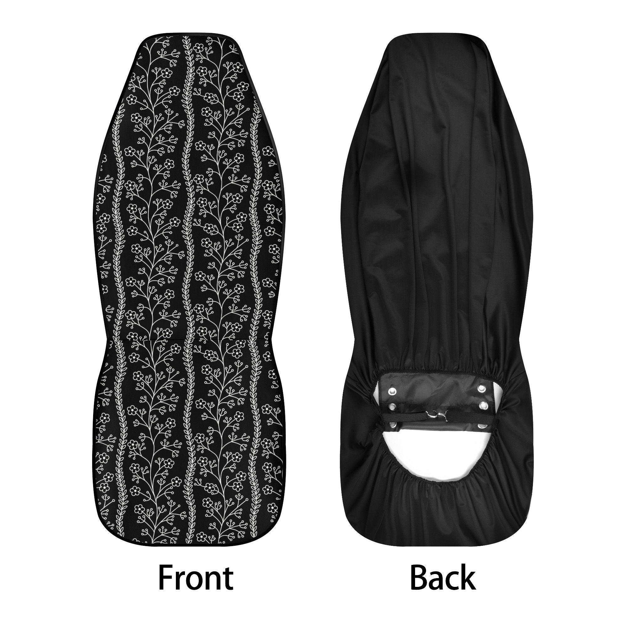 Black And White Wildflowers Car Seat Covers