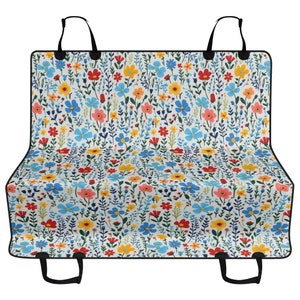 Cottagecore Flower Car Pet Seat Cover, Cute Floral Aesthetic Dog Hammock For Back Seat, Car Seat Protector, Funny Gift For Dog Owner