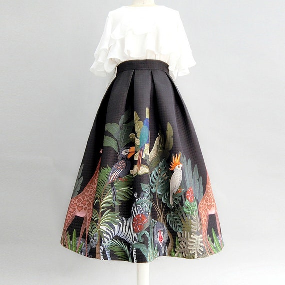 black and white jungle skirt