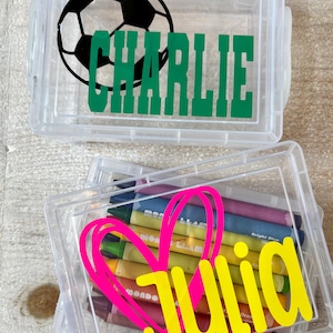 Personalized Crayon Box for School, Plastic Crayon Box, School Supplies, Travel Box for Crayons