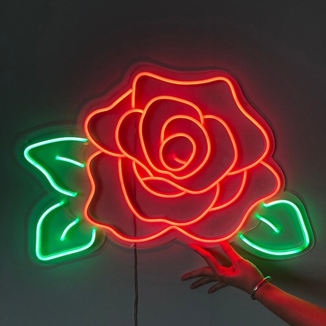 Rose flower Neon Sign Custom Neon Light Sign Led Custom Pink Etsy