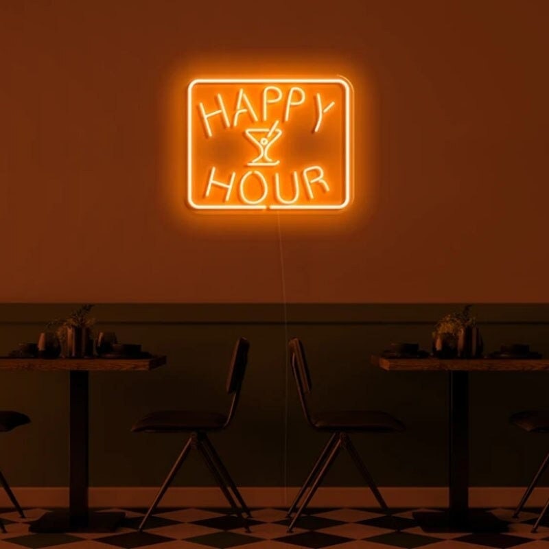Happy hour LED Neon Sign logo Neon Wall Signs segno al neon Etsy