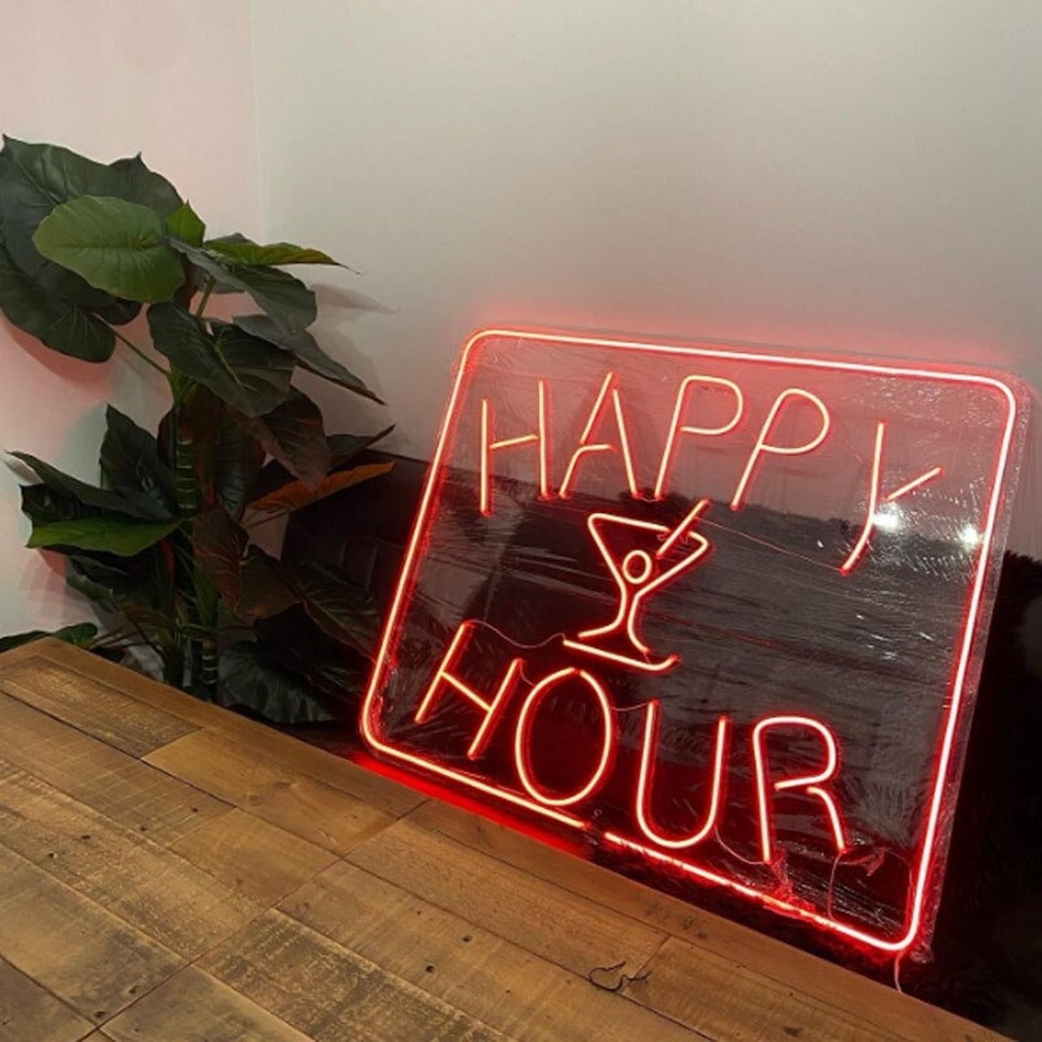 Happy hour LED Neon Sign logo Neon Wall Signs segno al neon Etsy