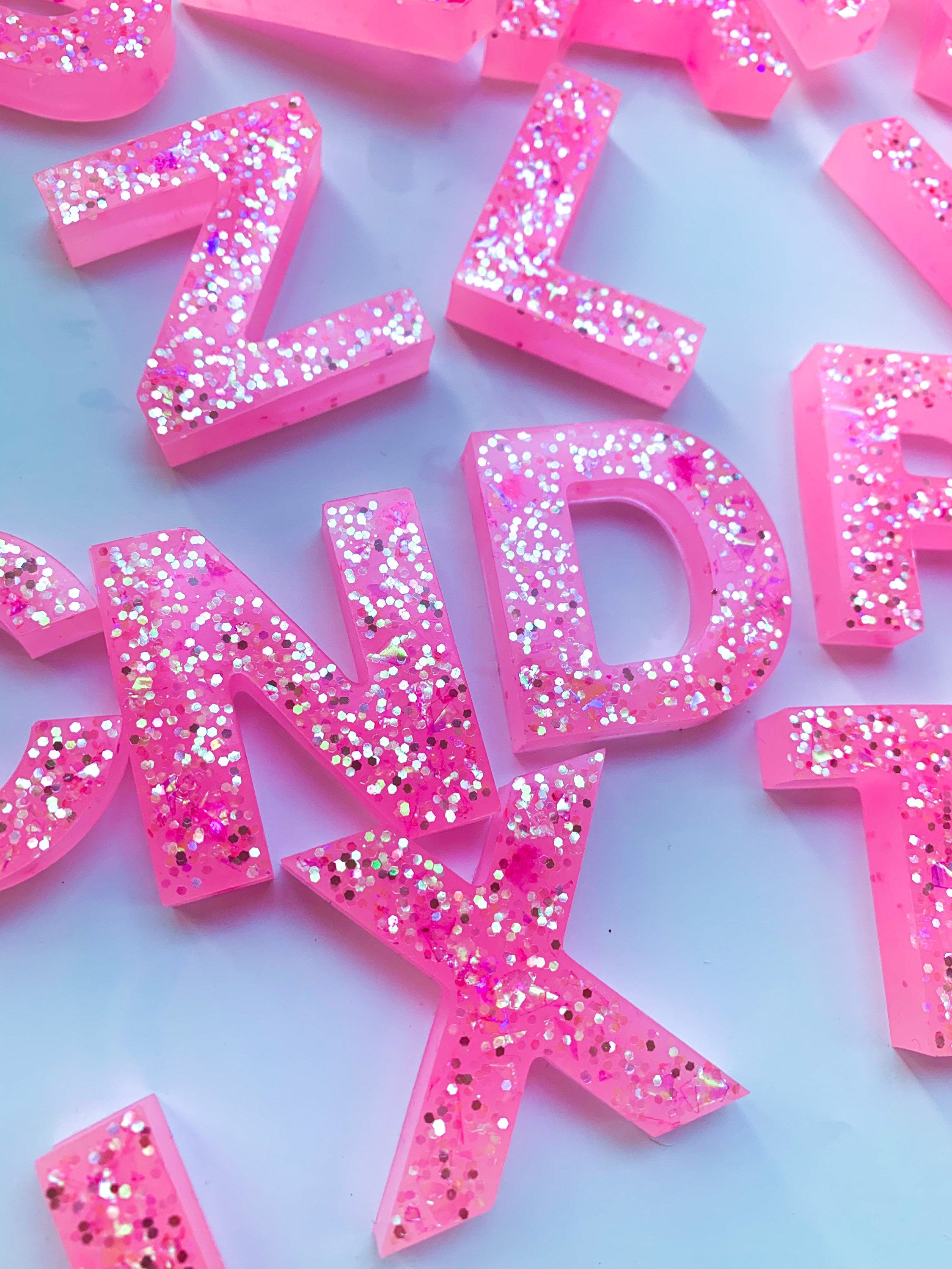 Glitter Me Pink resin letters Etsy