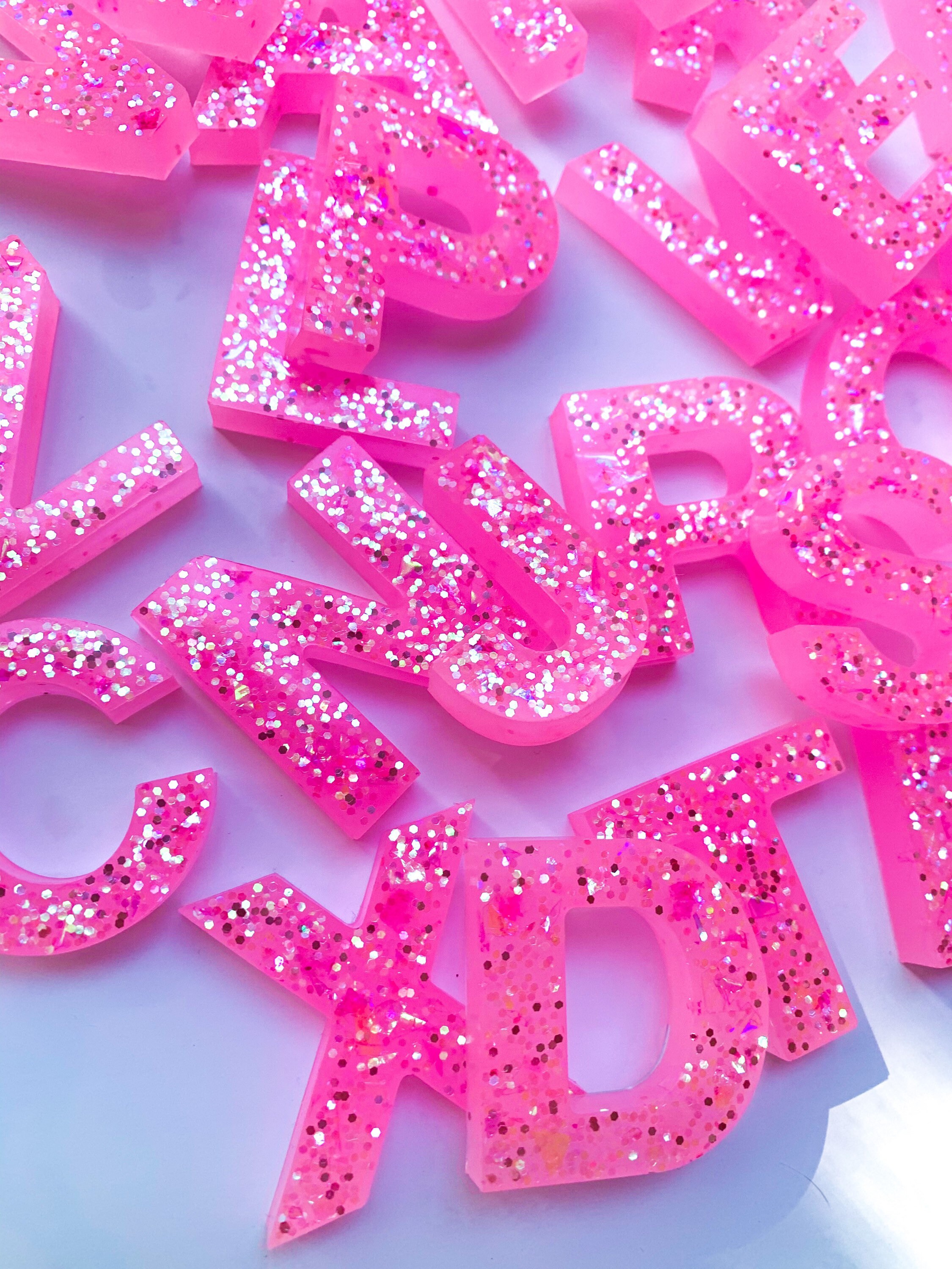 Glitter Me Pink resin letters Etsy