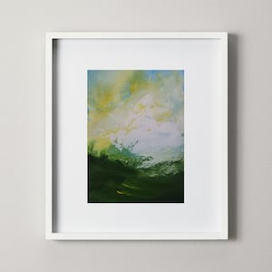 Original, abstract oil  landscape, original art, turquoise mini painting