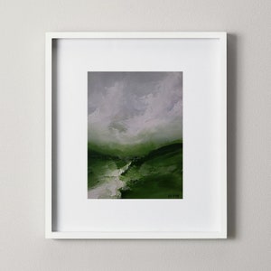 Abstract Forest Oil Painting: Small Green Landscape Art (5&quot; x 6.4&quot;)
