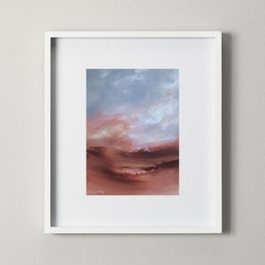 谷間の曇り空の抽象的な油絵風景、6.7 x 7 インチ - Etsy 日本