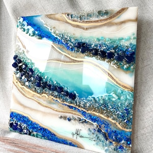 Custom Geode Resin Wall Art – Made to Order Painting with Quartz & Amethyst Crystals – Luxury Resin Wall Decor
