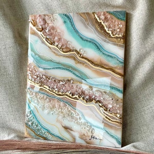 Custom Geode Resin Wall Art – Made to Order Painting with Quartz & Amethyst Crystals – Luxury Resin Wall Decor
