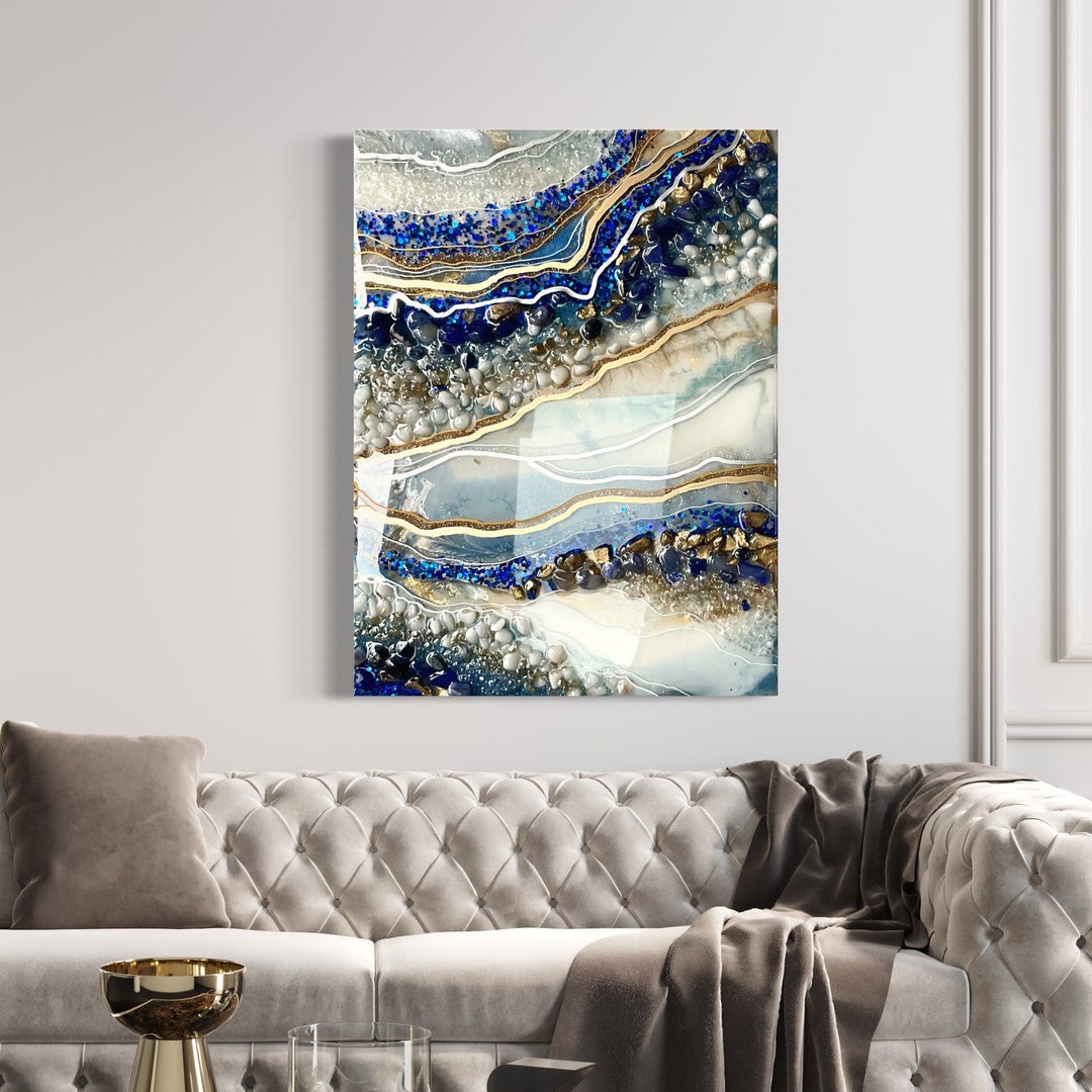 Made to Order Blue Resin Wall Art. Custom Geode Wall Art. Wall Painting