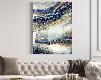 Aangepaste kunst aan de muur hars met geode: kwarts en amethistkristallen