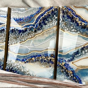 Geode wall art. Made to order resin wall art. Wall Painting. Artwork decorated with quartz and amethyst. Resin wall panel