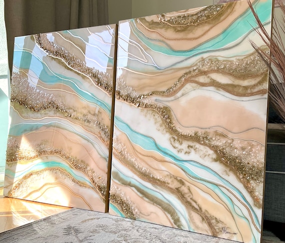 Custom Resin Geode Art, Epoxy Stone Wall Art, Crystal Home Decor, Abstract Mineral Art Made to Order Handmade