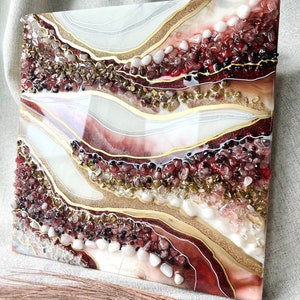 Made to order blue resin wall art. Custom geode wall art. Wall Painting. Art decorated with quartz and amethyst. Resin wall panel