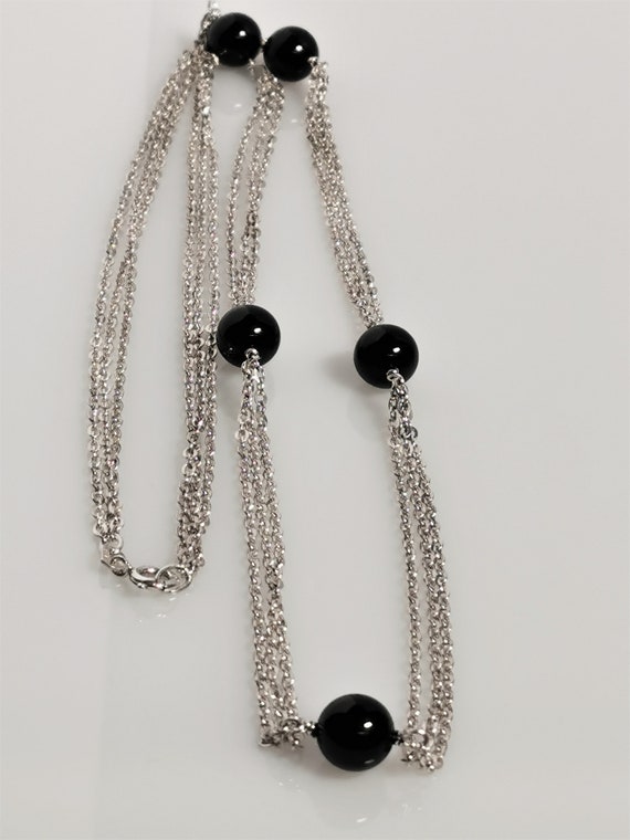 Exclusive 3-row chain with black tourmaline beads… - image 1