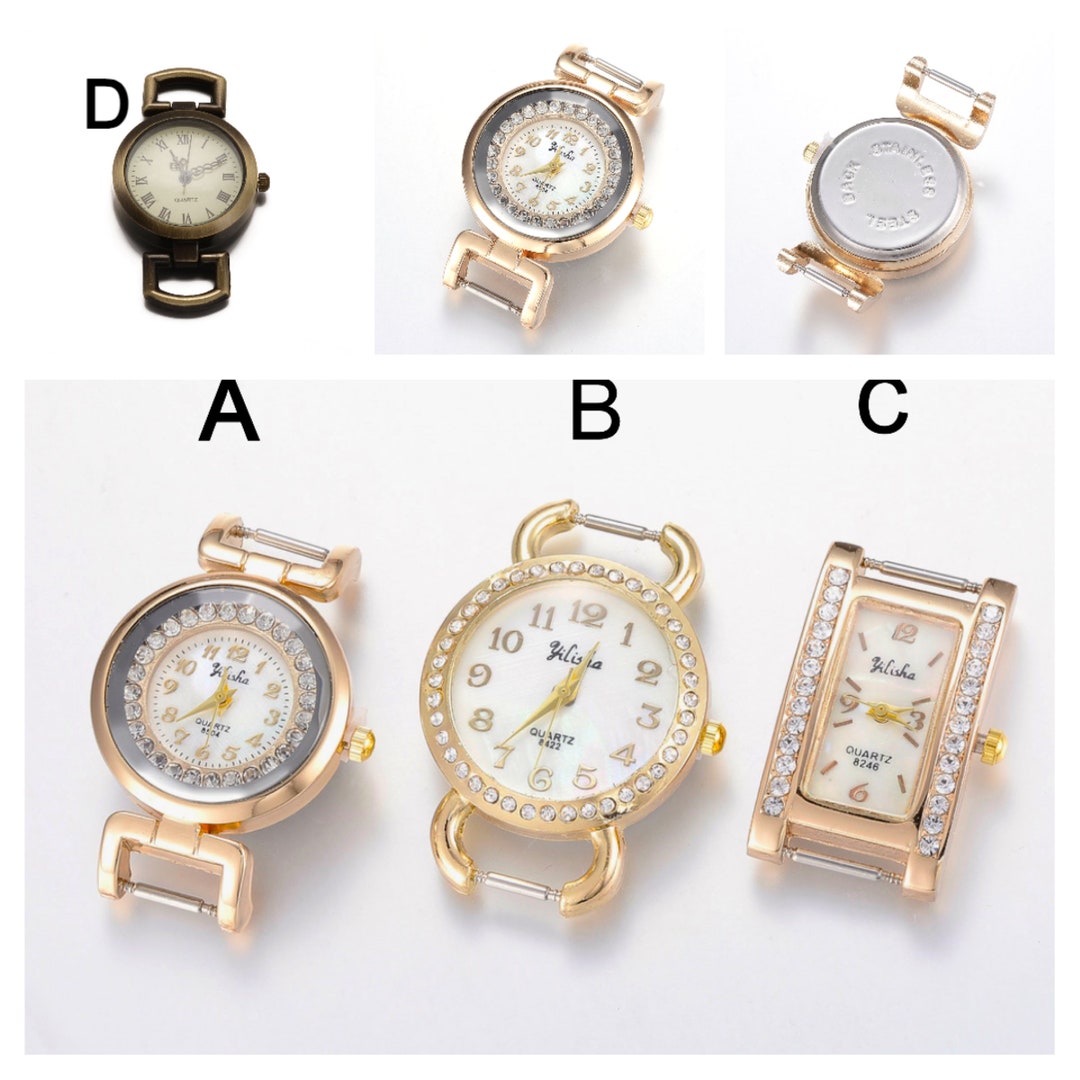 Rhinestone Quartz Watch Face Watch Heads With Stainless Steel Etsy