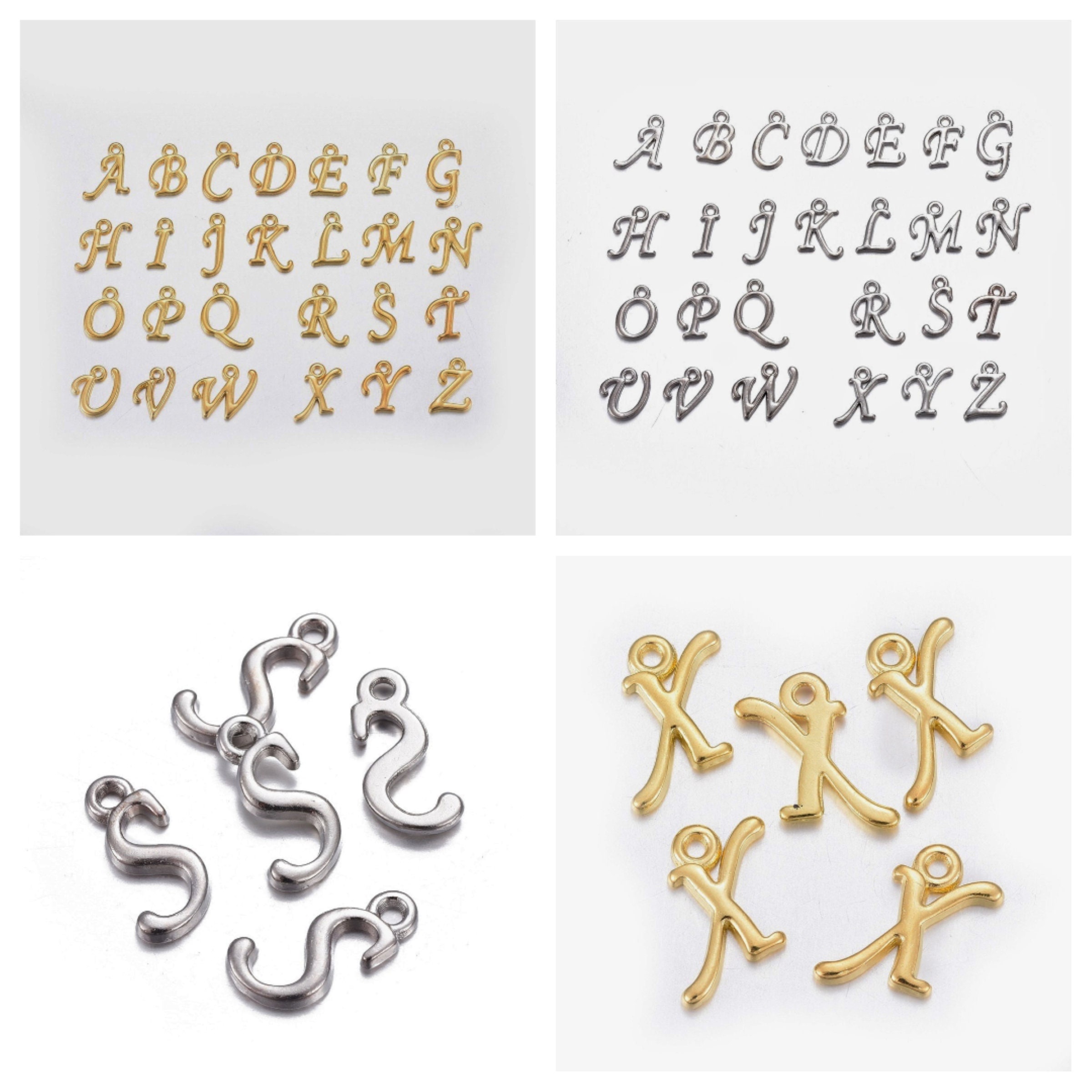 Wholesale 26 Pcs/50 Pcs Initial Letter Beads, Gold Alloy Alphabet Letter  Discs, Round Letter Charms for Jewelry Making 12mm 