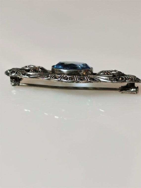 0406-Elegant Art Déco brooch made of 835 silver w… - image 4