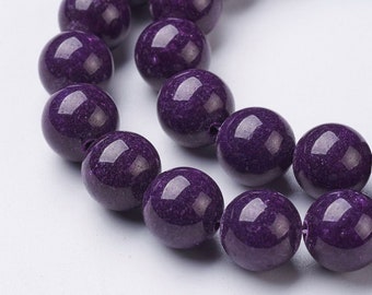 Natural Mashan Jade Round Beads Strands, Dyed, Indigo, 10mm, Hole: 1mm; about 41pcs/skein, 15.7 inch