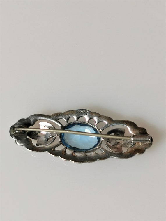 0406-Elegant Art Déco brooch made of 835 silver w… - image 5