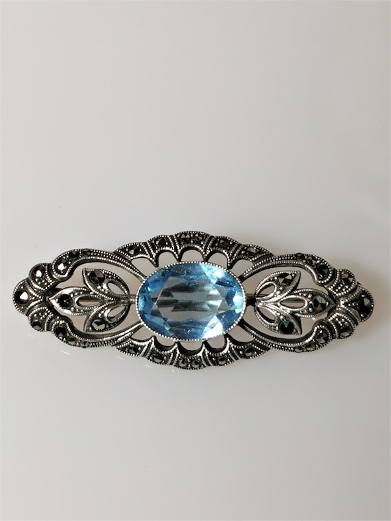 0406-Elegant Art Déco brooch made of 835 silver w… - image 2