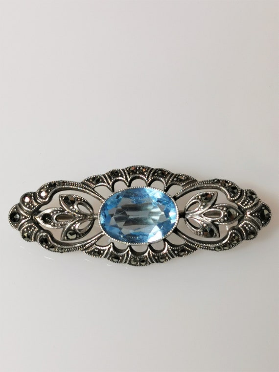 0406-Elegant Art Déco brooch made of 835 silver w… - image 1