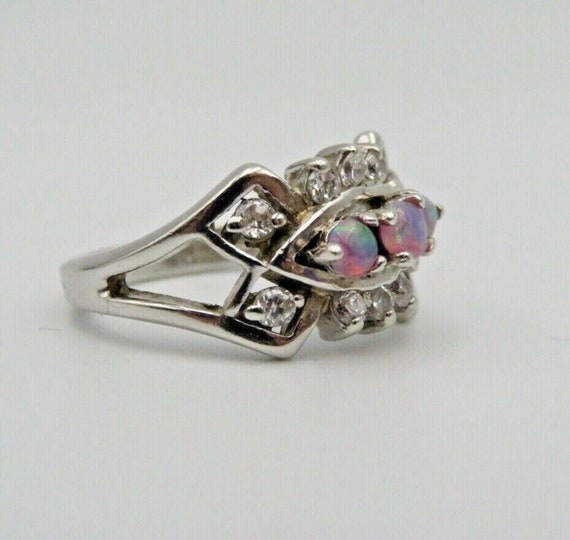 0407-Elegant 925 silver vintage ring with 3 fire … - image 8