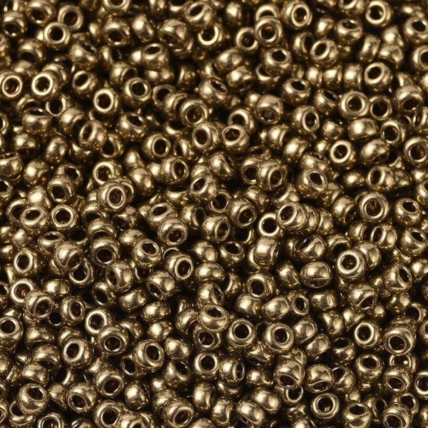 80 grams Miyuki round seed beads, Japanese seed beads, 11/0, metallic colors, RR-457l metallic light bronze, 2x1.3mm, hole: 0.8mm;