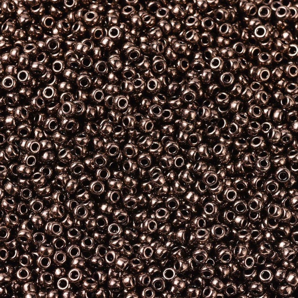 100 g Miyuki® Round Seed Beads, Japanese Seed Beads, 11/0, Metallic Colors, (RR461) Metallic Chocolate, 2x1.3mm, Hole: 0.8mm;