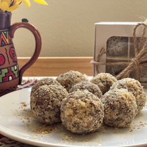 Vegan Energy Bites, Dried Fruit Balls covered with Walnut, All Natural Energy Bites, 12oz