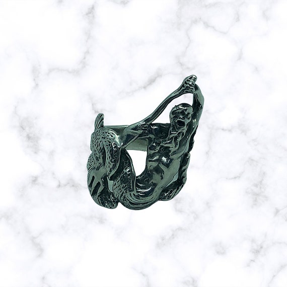 Solid Sterling Silver Poseidon Ring