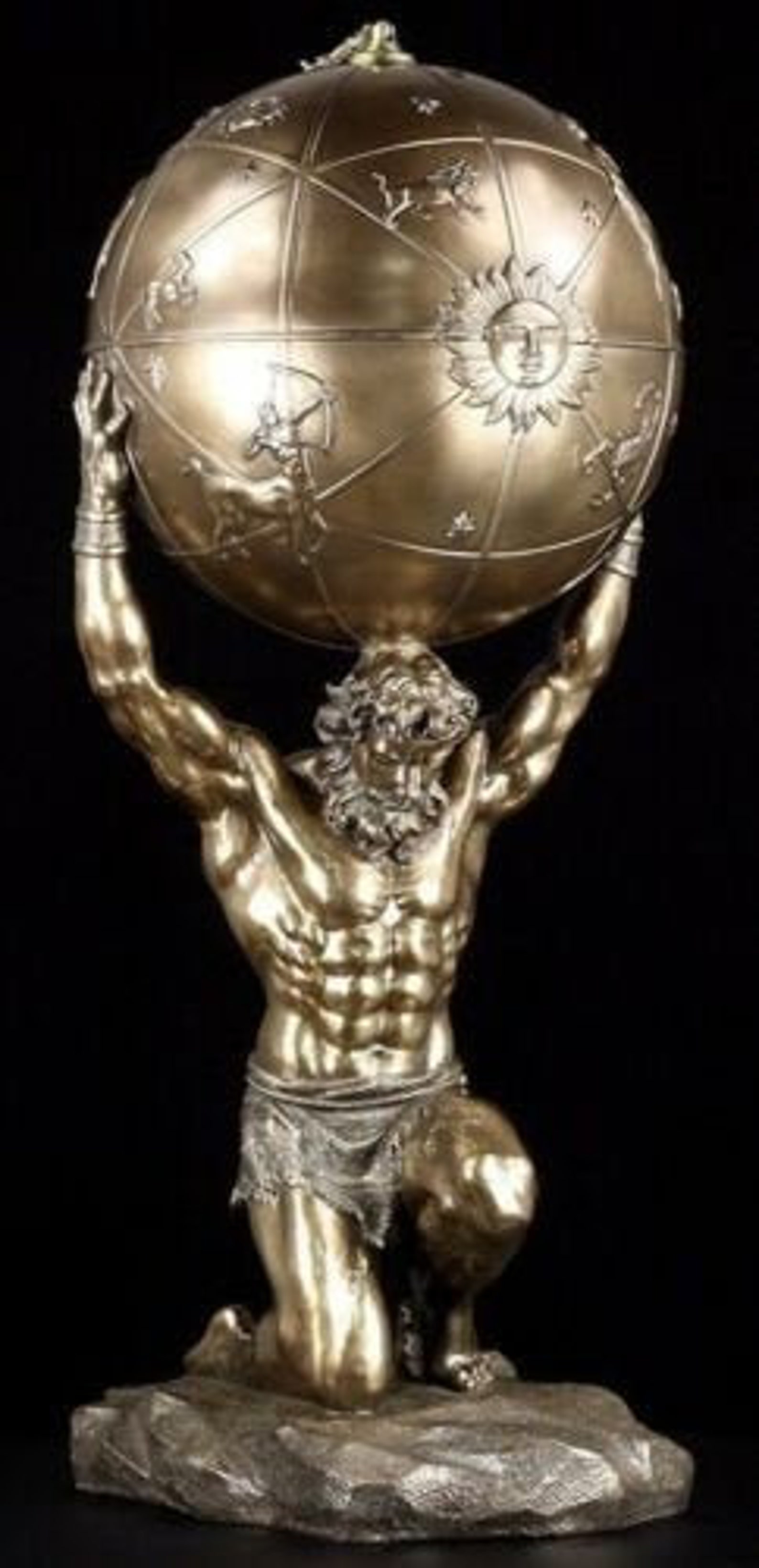 Large Atlas Statue with Globe Box garden statue large statue Etsy