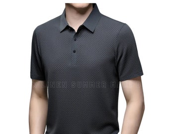 T-shirt a maniche corte da uomo Polo X-Temp da uomo fresca e traspirante Business Casual Waffle Assorbimento del sudore Maglietta estiva da spiaggia Regalo per lui