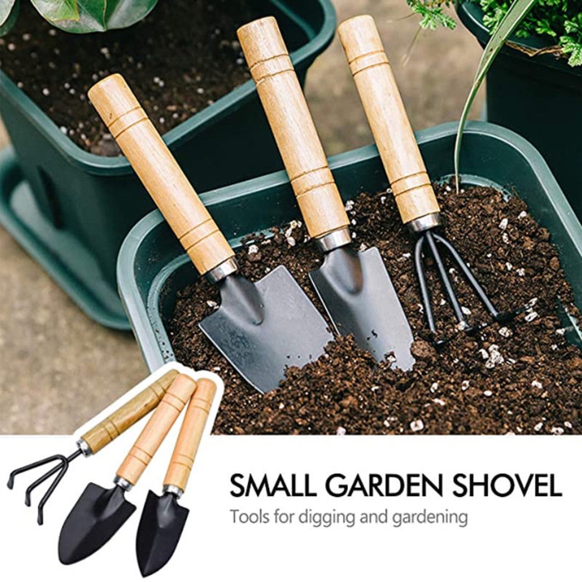 3pcs Garden Gardening Plant Tools Set Mini Wooden Handle Etsy