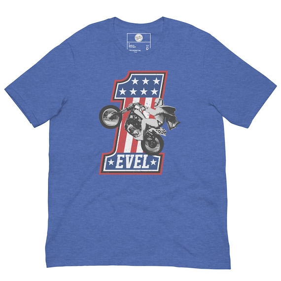 Evel Knievel®-Join Our Team #1 Men's Motorcycle Tee in Heather Royal Blue Available in Sizes Small - 4XL