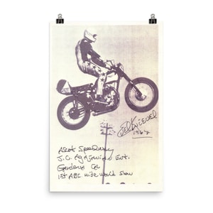 Autografado Evel Knievel Ascot Jump 1967 - Primeira vez na ABC Wide World of Sports