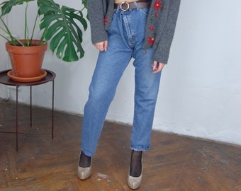 Pantalon en jean ample unisexe droit en denim y2k vintage - Bleu délavé