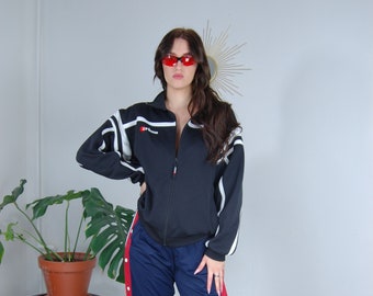 Vintage ERIMA y2k sport track jacket unisex rave in black white