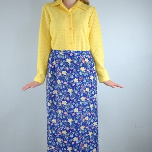 Vintage 90's Bright Blue Abstract Flower Maxi Party Beach Light Festival Indie Skirts image 3