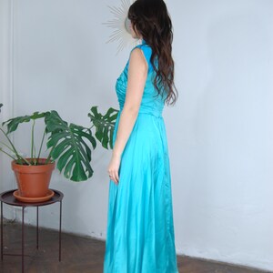 Vintage y2k shine baggy maxi wedding bright dress turquoise image 2