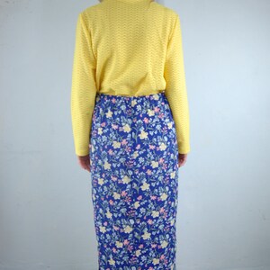 Vintage 90's Bright Blue Abstract Flower Maxi Party Beach Light Festival Indie Skirts image 5