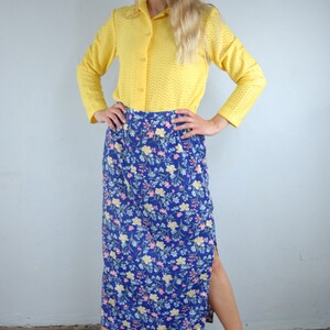 Vintage 90's Bright Blue Abstract Flower Maxi Party Beach Light Festival Indie Skirts image 6