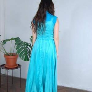 Vintage y2k shine baggy maxi wedding bright dress turquoise image 4