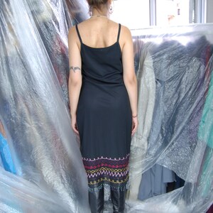 Vintage 90's Black Sleeveless Indie Festival Funky Sparkling Peace Long Fitting Dress image 2