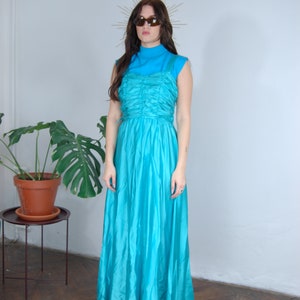 Vintage y2k shine baggy maxi wedding bright dress turquoise image 3